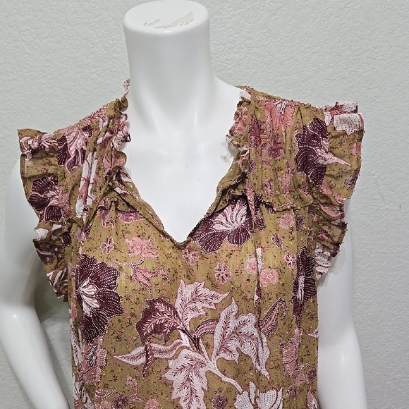 Joie Floral Keyhole Tie Neck Top Size L - Picture 2 of 13